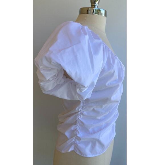 NWT Calvin Klein Cotton Puff-Sleeve V-Neck Top Shirt in Women's sz L - Picture 4 of 9